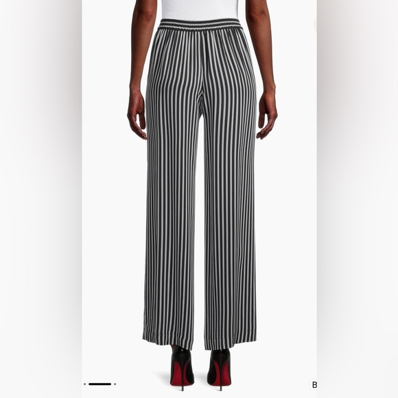 NWT MICHAEL  Michael Kors Stripe Straight Leg Pant Black & Cream Size 6 - Picture 2 of 14